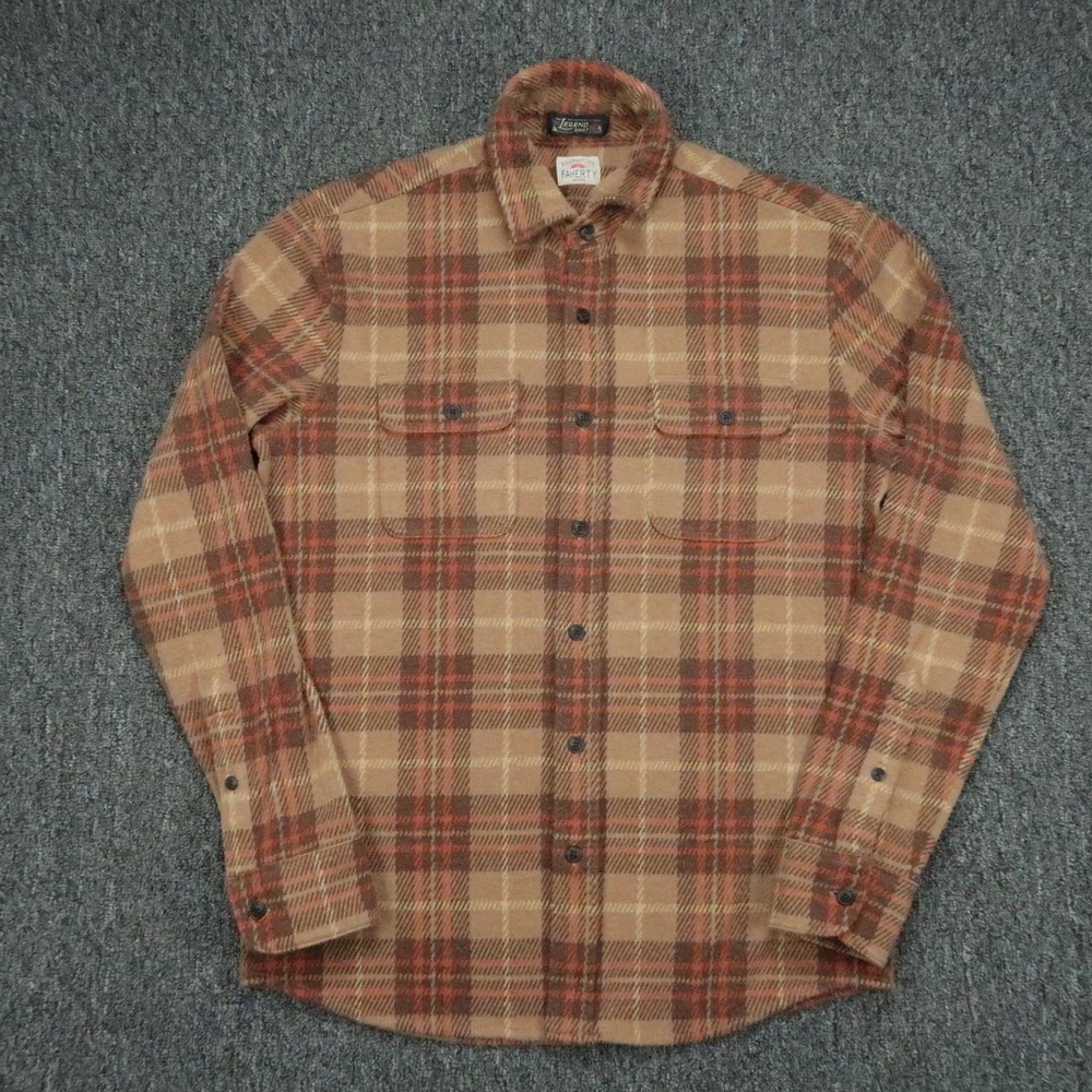 Faherty Shirt Mens Small Brown Plaid Legend Sweater Flannel Long Sleeve Stretch